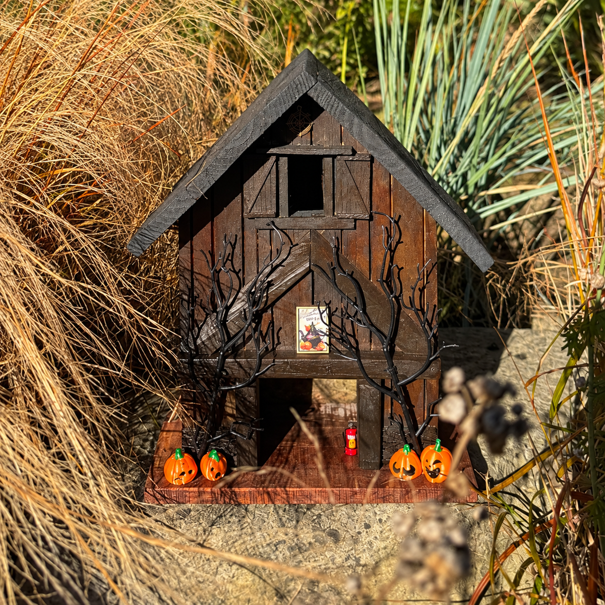 Painted example of the Halloween Reclaimed Timber Garden House. Unpainted option is supplied without paint.