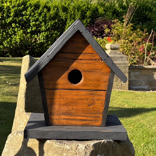 Painted example of the Rustic Reclaimed Timber Birdhouse. Unpainted option is supplied without paint.