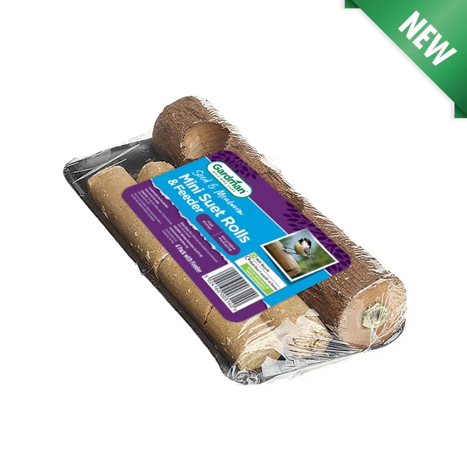 Gardman Seed & Mealworm Mini Suet Rolls & Feeder