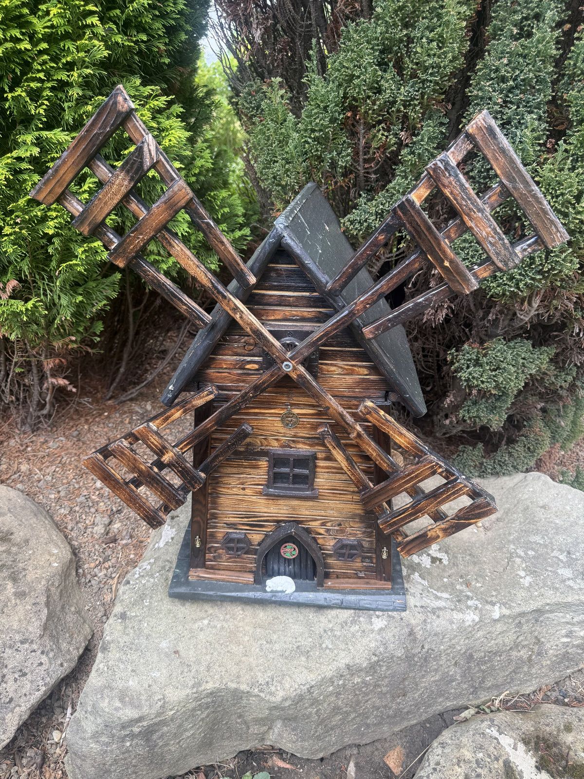 Reclaimed timber handmade garden windmill by Bramblewood