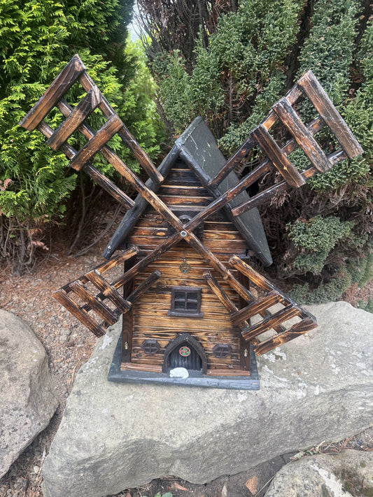Reclaimed timber handmade garden windmill by Bramblewood